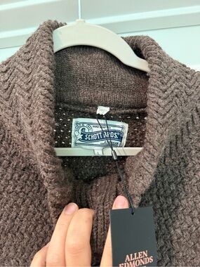 Allen Edmonds Chestnut Brown Textured Knit Button-Front Sweater